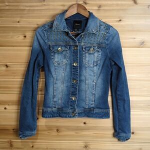 Forever 21 Studded Jean‎ Jacket Size Small Medium Wash Denim